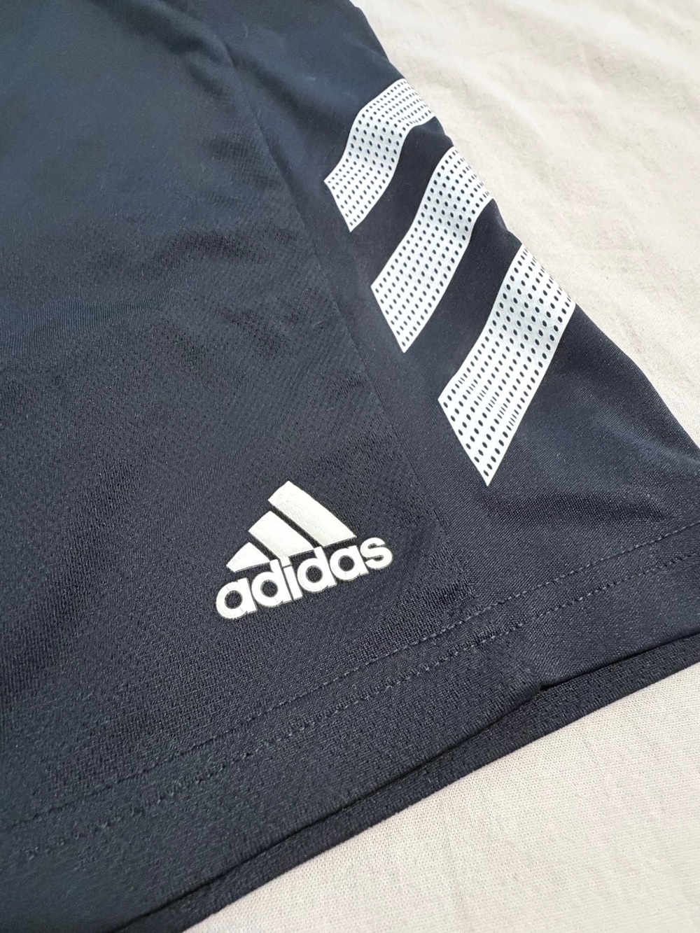 Adidas Youth Black Athletic Shorts with White Three-Stripes Size Medium 10/12 - Picture 2 of 5